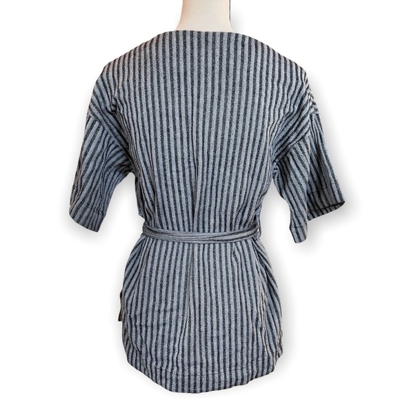 ASOS Striped V-neck Belt Wrap Top Sz 4 - Picture 2 of 5